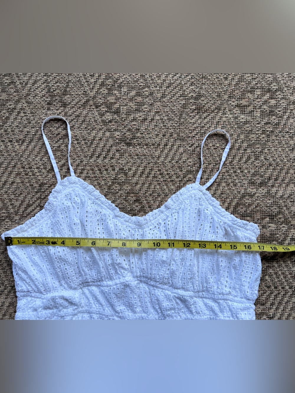 Boden White Eyelet Cotton Peplum Cami Top Womens 12 Embroidered Lined Boho - Picture 5 of 10